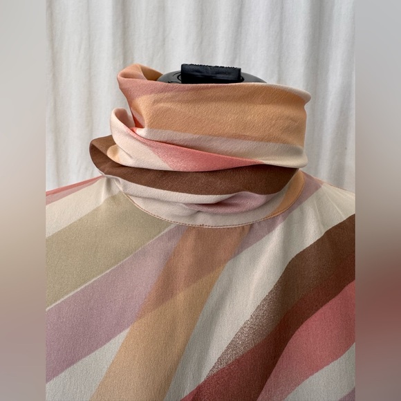 Vintage Austin Reed brown white orange Wave Sleeveless mock Turtle Top size 10 - Picture 6 of 12